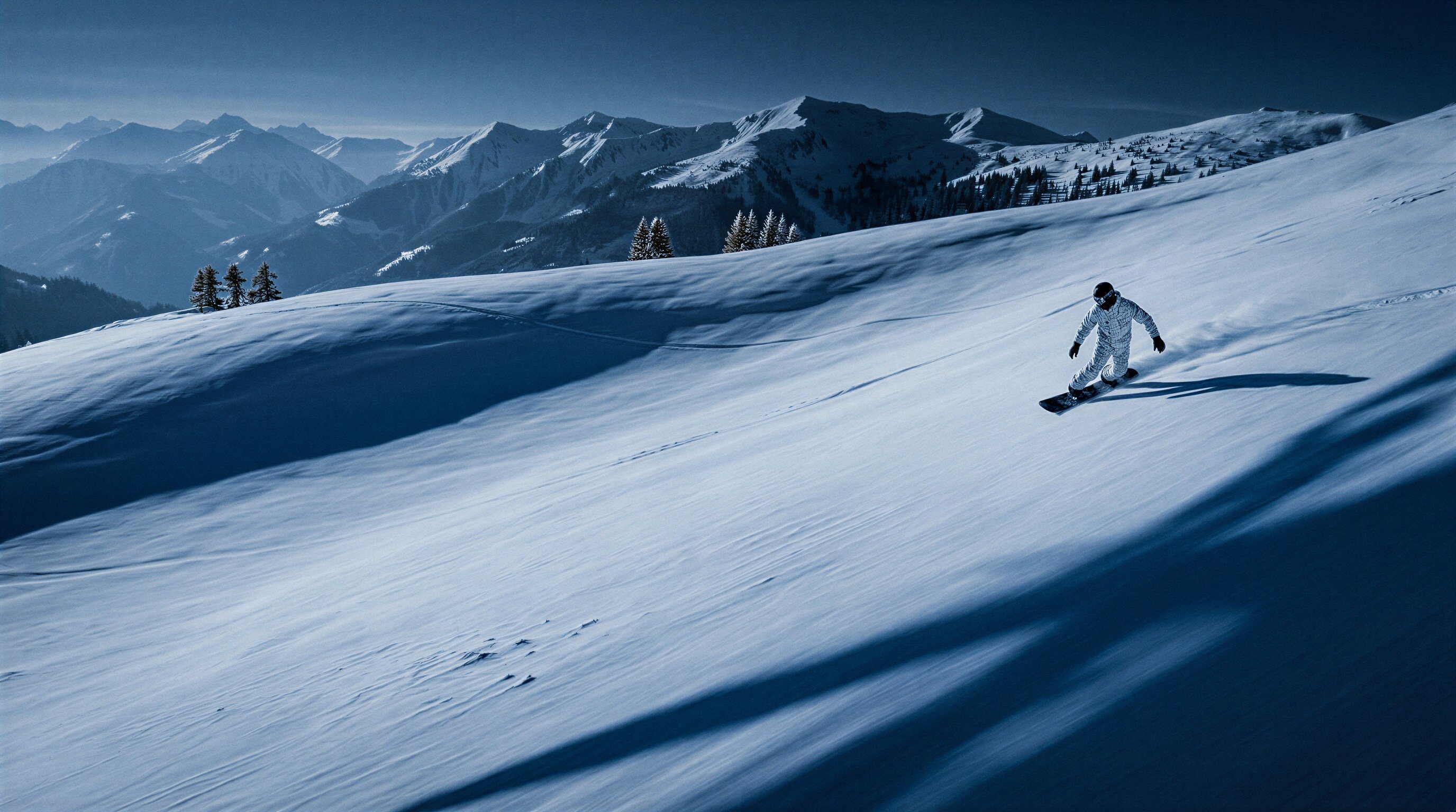 Close-up of the snowboard deck and bindings covered in snow.