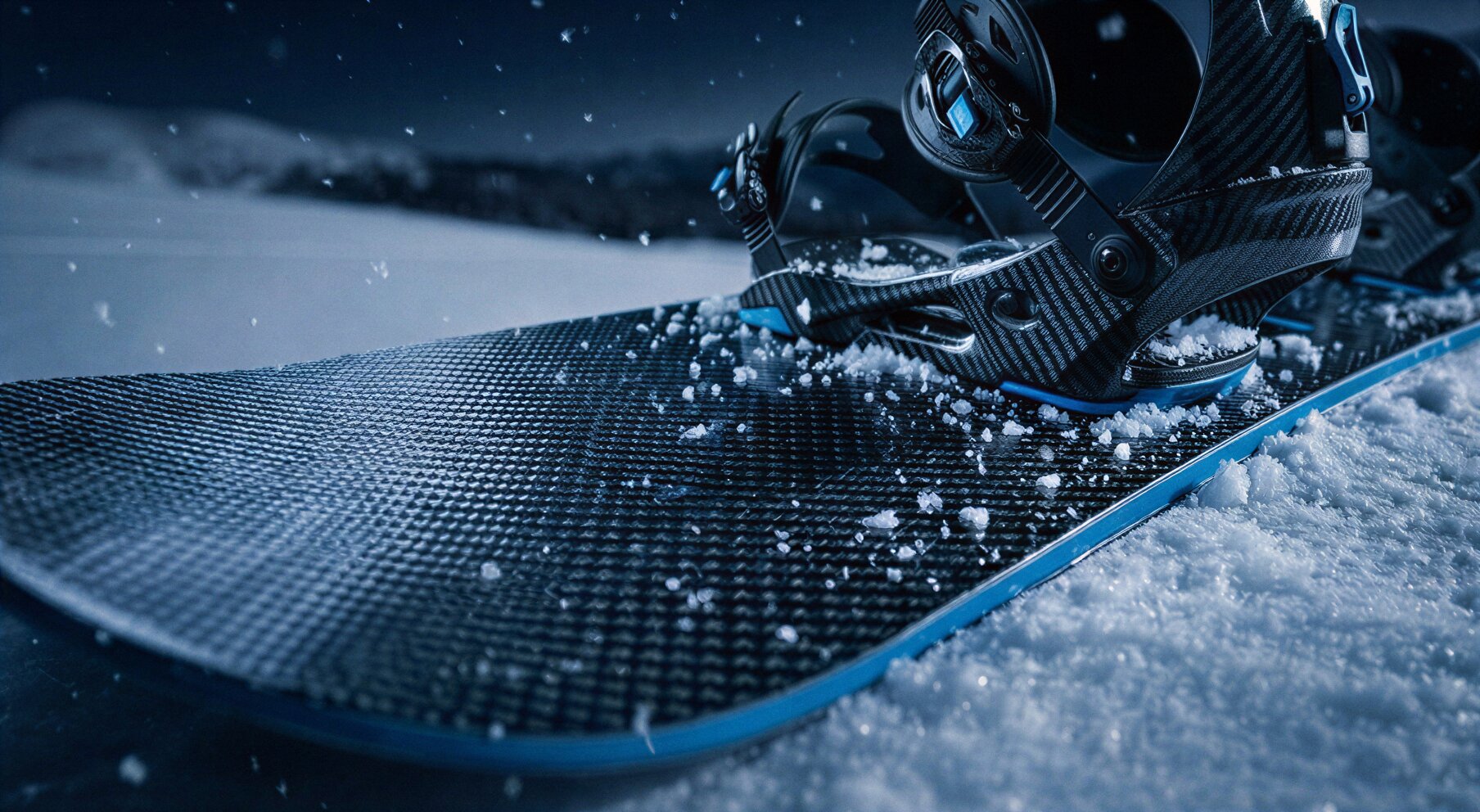 CRYOBOARD standing upright in the snow with mountain backdrop.